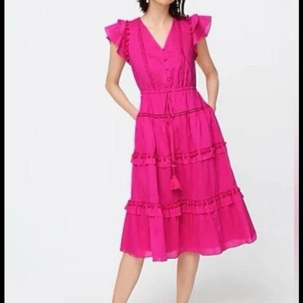 Women’s Fuchsia Ruffle Midi Dress